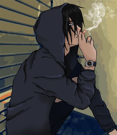 anime guy smoking|depressed anime boy smoking.